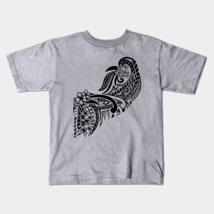 Vintage Samoan Black Tribal Overlay Kids T-Shirt